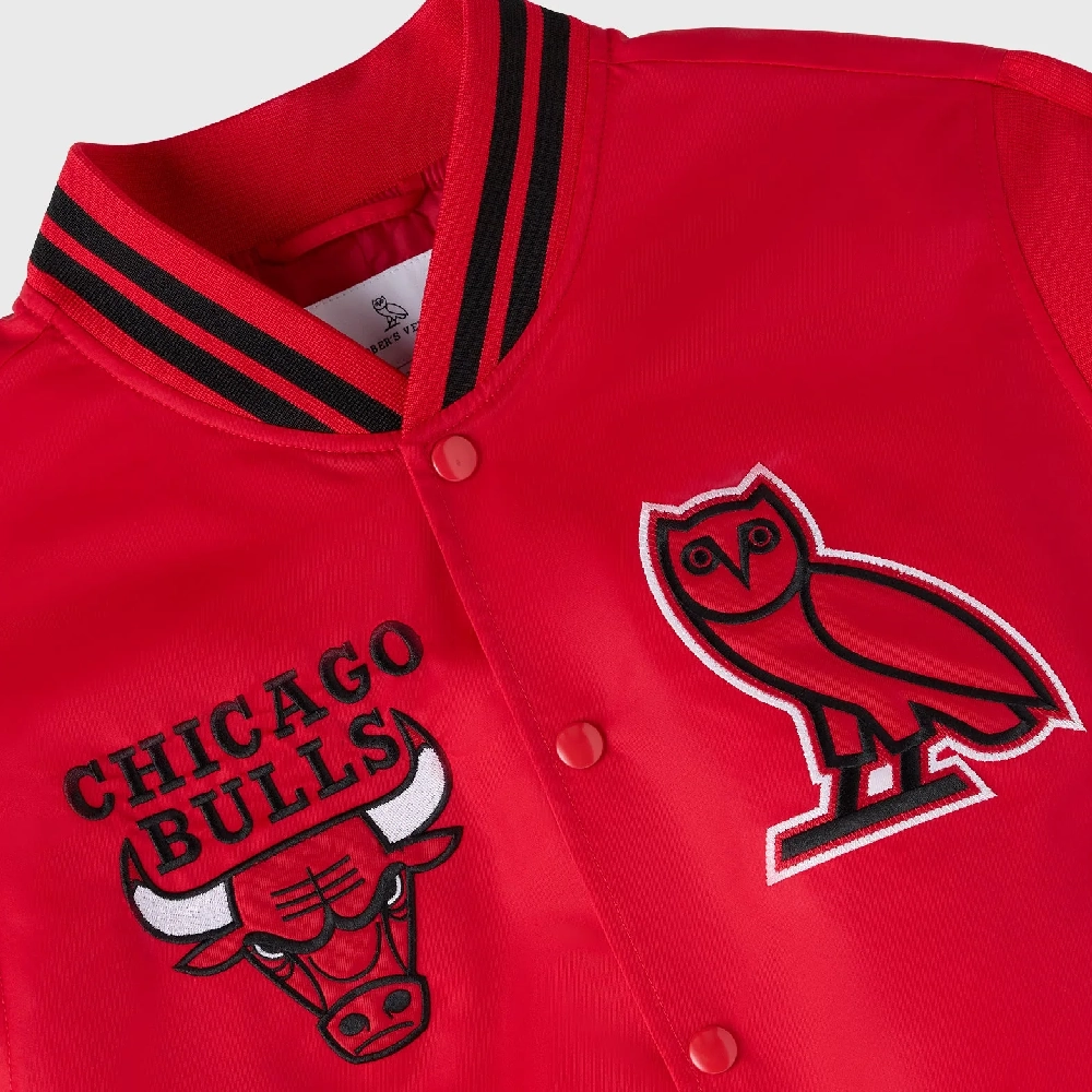 Chicago Bulls Playboy Red Satin Varsity Jacket - Image 3