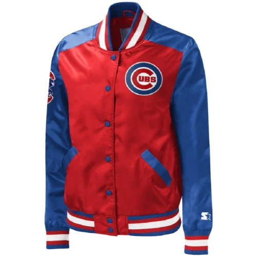 Women's Chicago Cubs The Legend Red & Royal Blue Satin Varsity Jacket