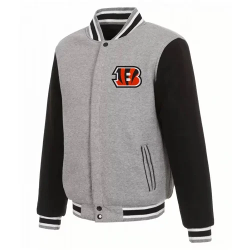 Cincinnati Bengals Two Tone Wool & Leather Varsity Jacket