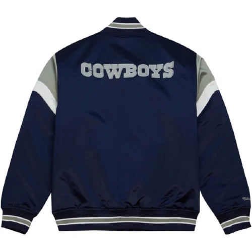 Alternative view of Dallas Cowboys Cooperstown Heavyweight Full-Snap Navy Satin Varsity Jacket