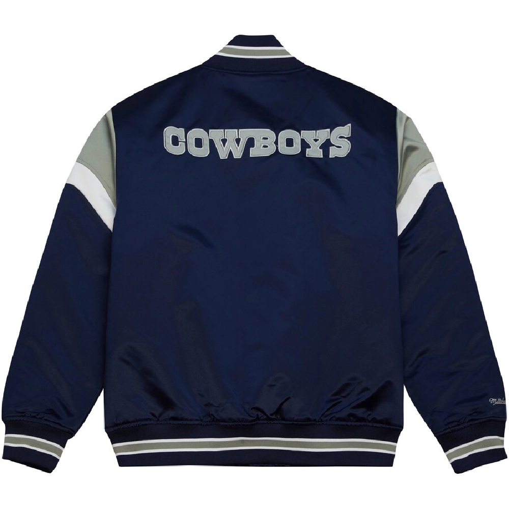 Dallas Cowboys Cooperstown Heavyweight Full-Snap Navy Satin Varsity Jacket - Image 2