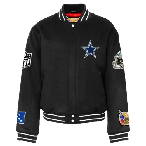 Dallas Cowboys Full Black Wool Varsity Jacket