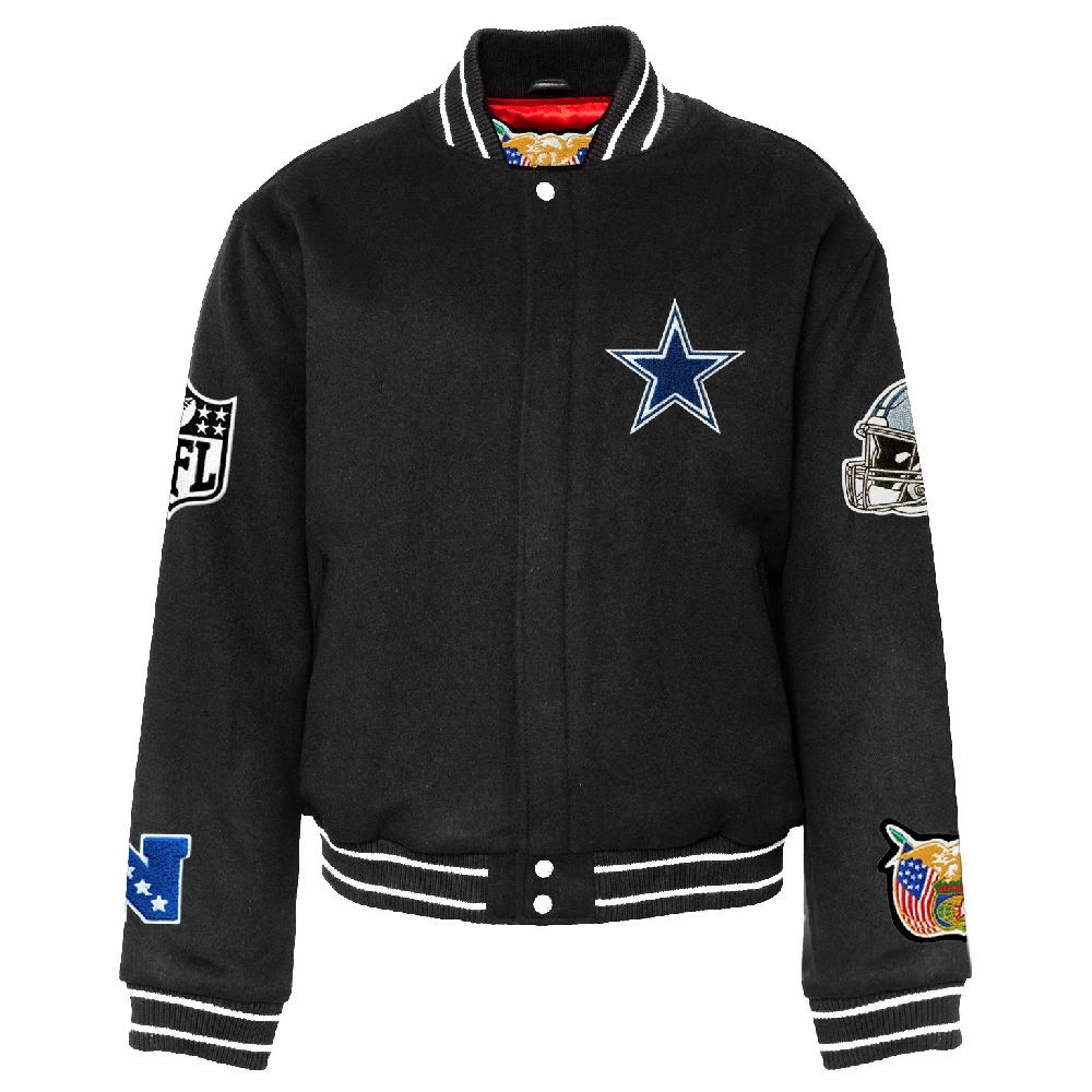 Dallas Cowboys Full Black Wool Varsity Jacket