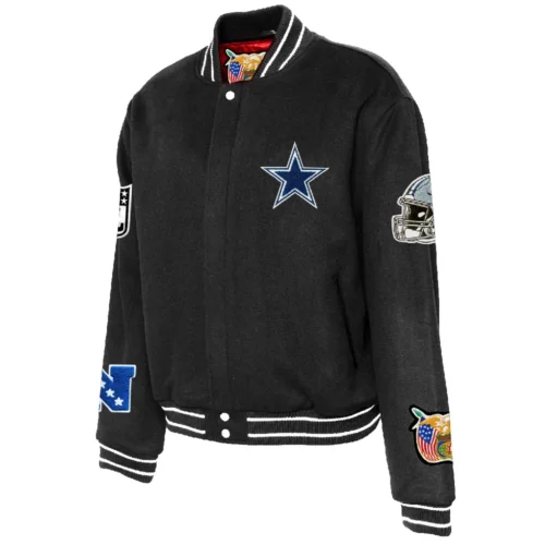 Dallas Cowboys Full Black Wool Varsity Jacket - Image 3