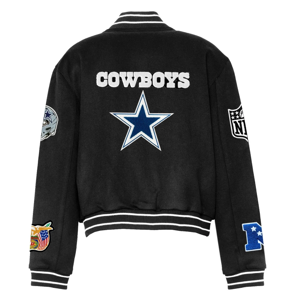 Dallas Cowboys Full Black Wool Varsity Jacket - Image 2
