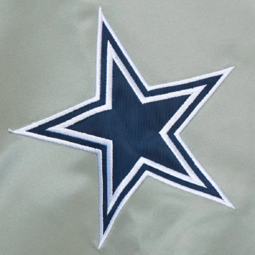 Dallas Cowboys Hardwood Classic Primetime Navy & Gray Satin Varsity Jacket - Image 5