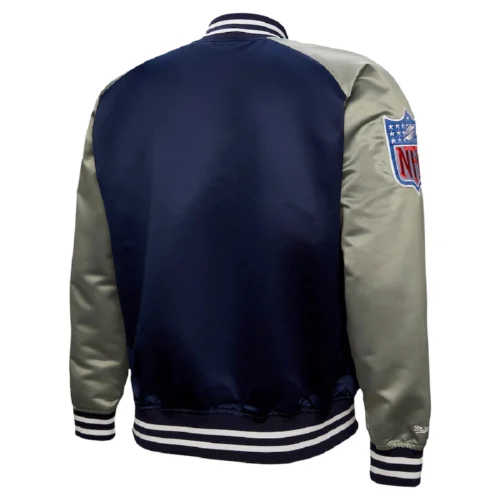 Alternative view of Dallas Cowboys Hardwood Classic Primetime Navy & Gray Satin Varsity Jacket
