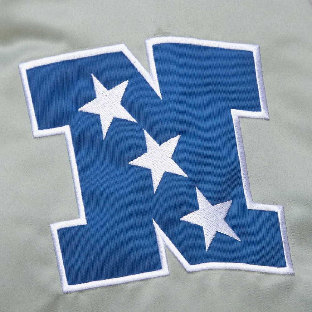 Dallas Cowboys Primetime Vintage Navy & Gray Satin Varsity Jacket - Image 4