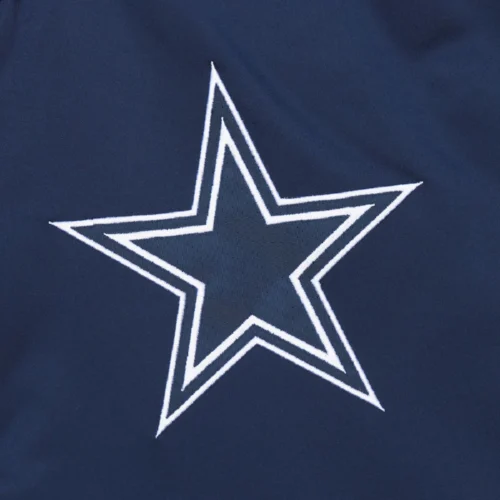Dallas Cowboys Primetime Vintage Navy & Gray Satin Varsity Jacket - Image 3