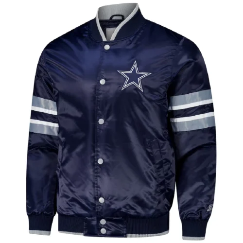 Dallas Cowboys Scout Navy Satin Varsity Jacket