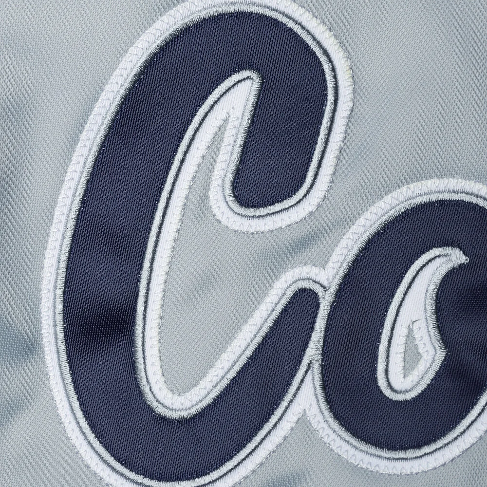 Dallas Cowboys The Tradition II Gray & Navy Full-Snap Satin Varsity Jacket - Image 4