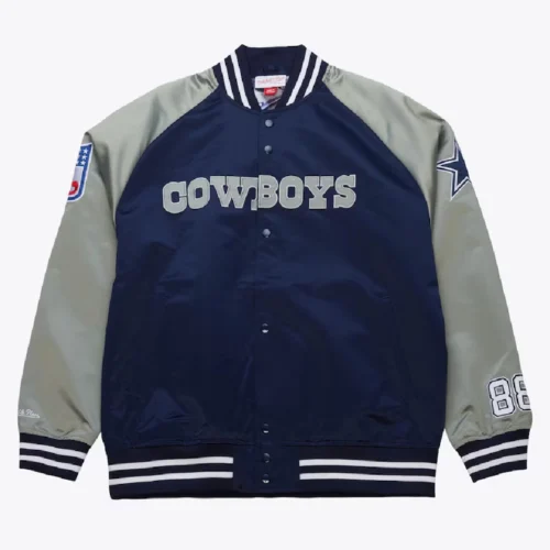 Dallas Cowboys Vintage Logo Navy & Gray Satin Varsity Jacket