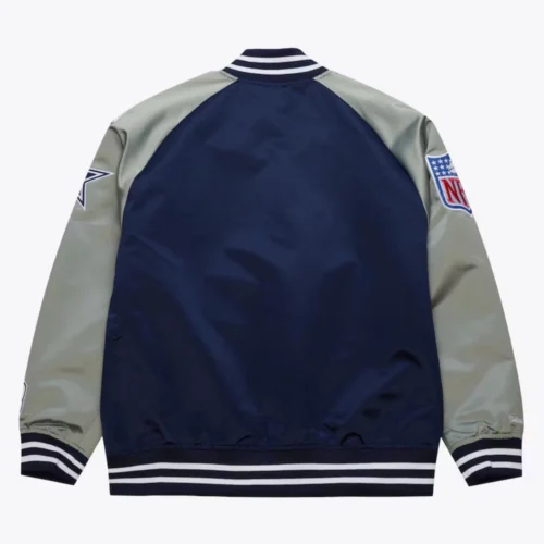 Alternative view of Dallas Cowboys Vintage Logo Navy & Gray Satin Varsity Jacket