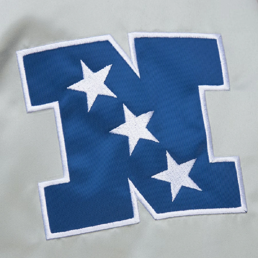 Detroit Lions Primetime Vintage Blue & Gray Satin Varsity Jacket - Image 5