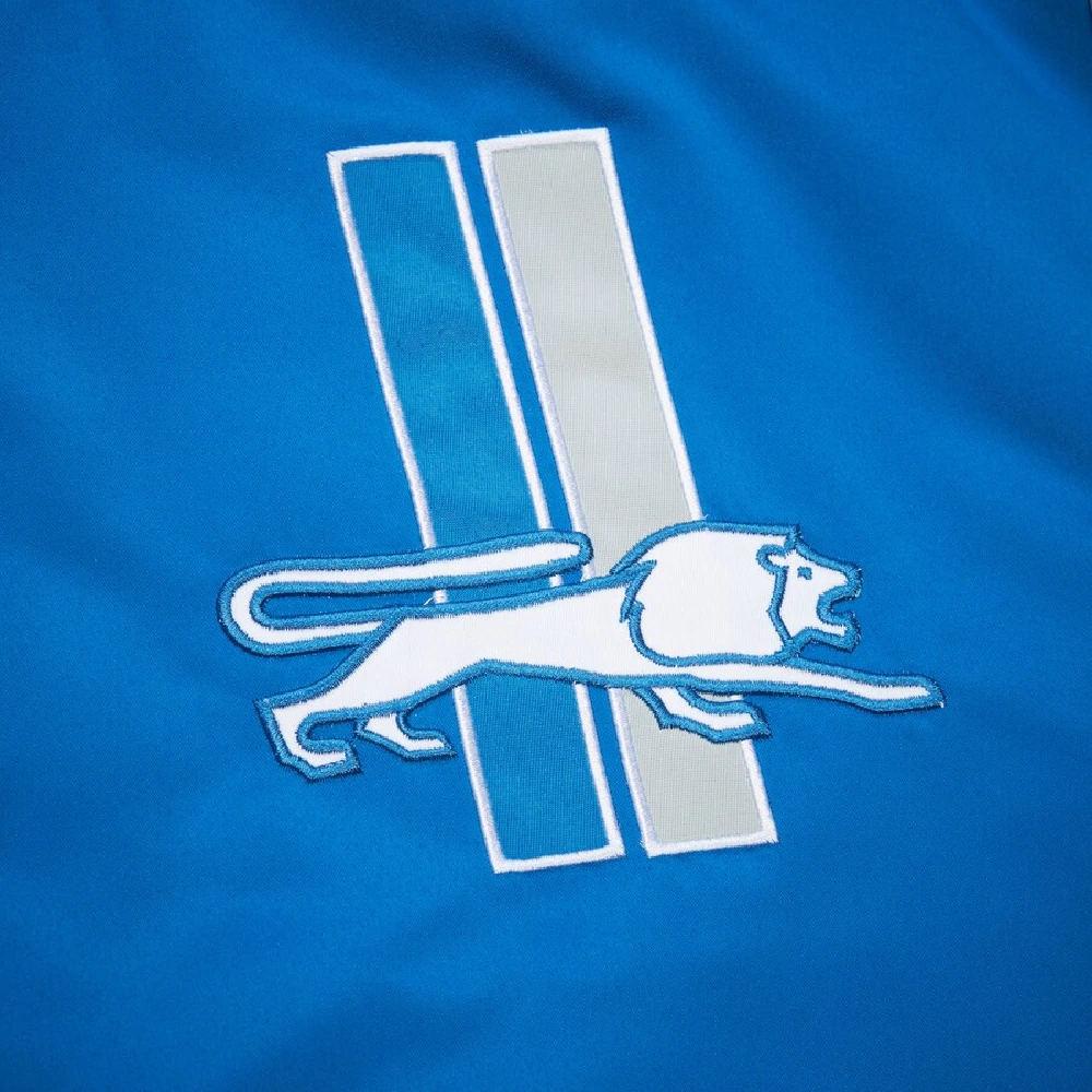 Detroit Lions Primetime Vintage Blue & Gray Satin Varsity Jacket - Image 3