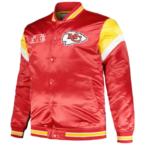 Kansas City Chiefs Cooperstown Heavyweight Full-Snap Red Satin Varsity Jacket