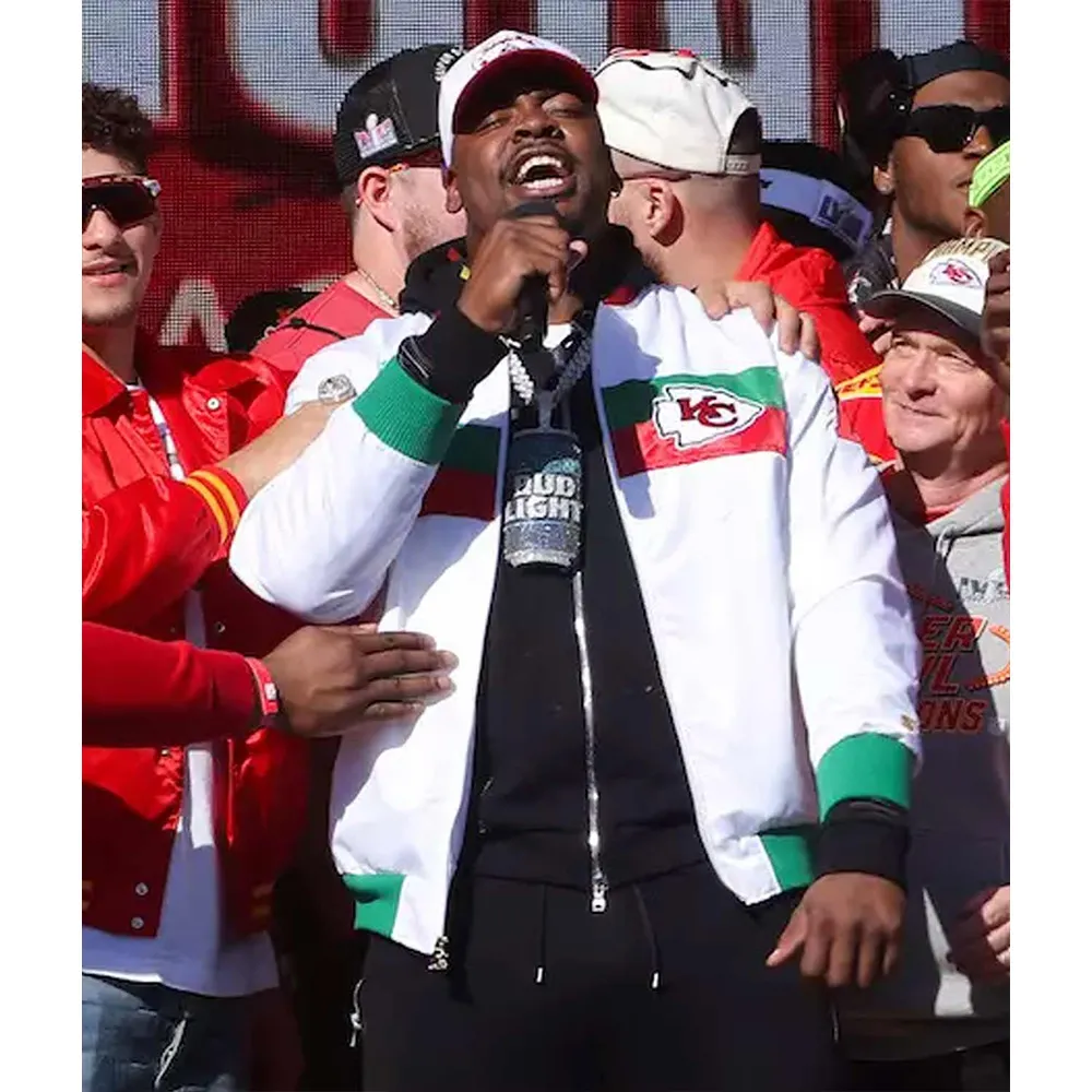 Kansas City Chiefs Mexico 2019 White Satin Varsity Jacket - Image 5