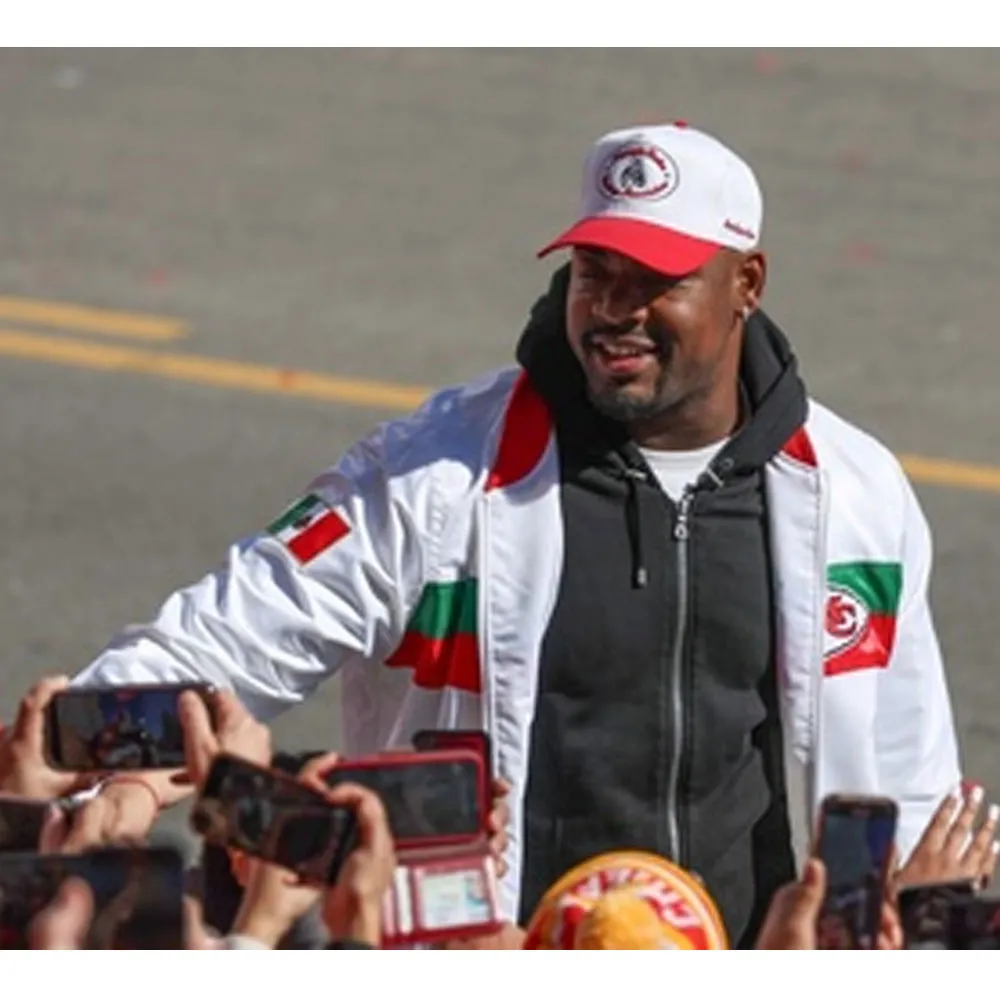 Kansas City Chiefs Mexico 2019 White Satin Varsity Jacket - Image 4