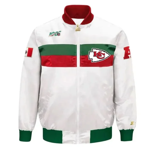 Kansas City Chiefs Mexico 2019 White Satin Varsity Jacket