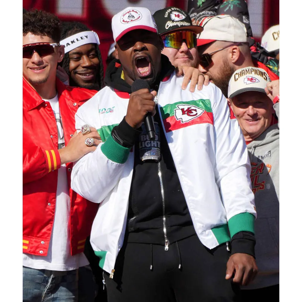 Kansas City Chiefs Mexico 2019 White Satin Varsity Jacket - Image 3