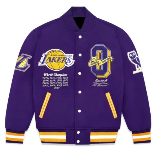 Los Angeles Lakers Full-Snap Purple Wool Varsity Jacket