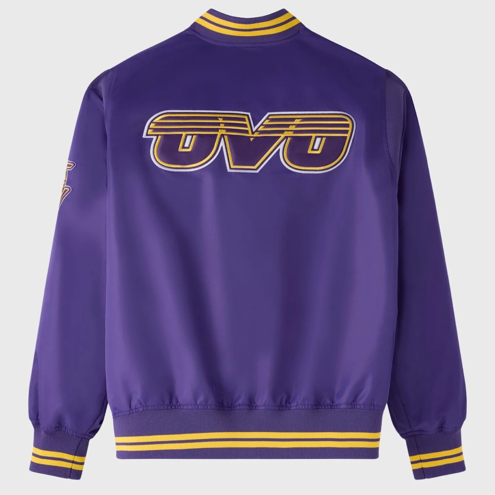 Los Angeles Lakers Playboy Purple Satin Varsity Jacket - Image 2