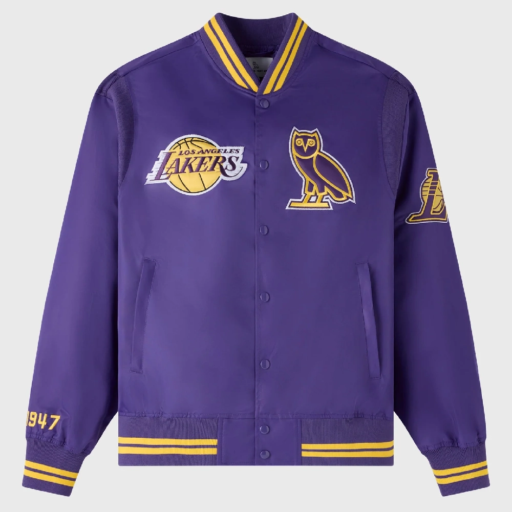 Los Angeles Lakers Playboy Purple Satin Varsity Jacket