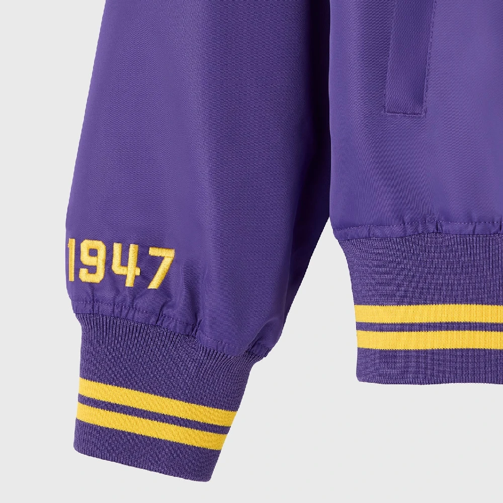 Los Angeles Lakers Playboy Purple Satin Varsity Jacket - Image 6
