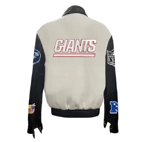Alternative view of New York Giants Off-White Wool & Leather Varsity Jacket