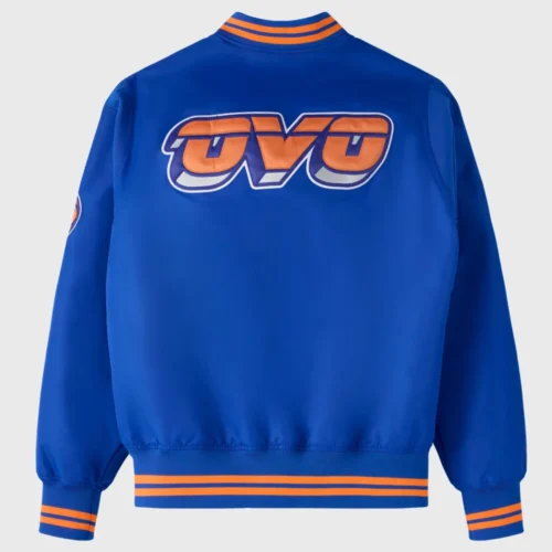 Alternative view of New York Knicks Playboy Blue Satin Varsity Jacket
