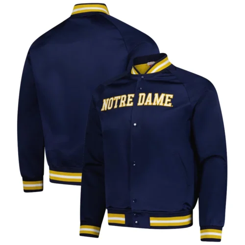 Notre Dame Fighting Irish Youth Navy Satin Varsity Jacket - Image 3