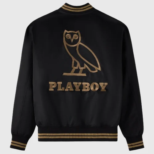 Alternative view of OVO Playboy Black Satin Varsity Jacket