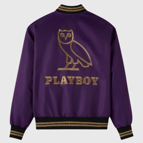 OVO Playboy Purple Satin Varsity Jacket
