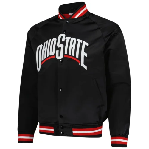 Ohio State Buckeyes Youth Black Satin Varsity Jacket
