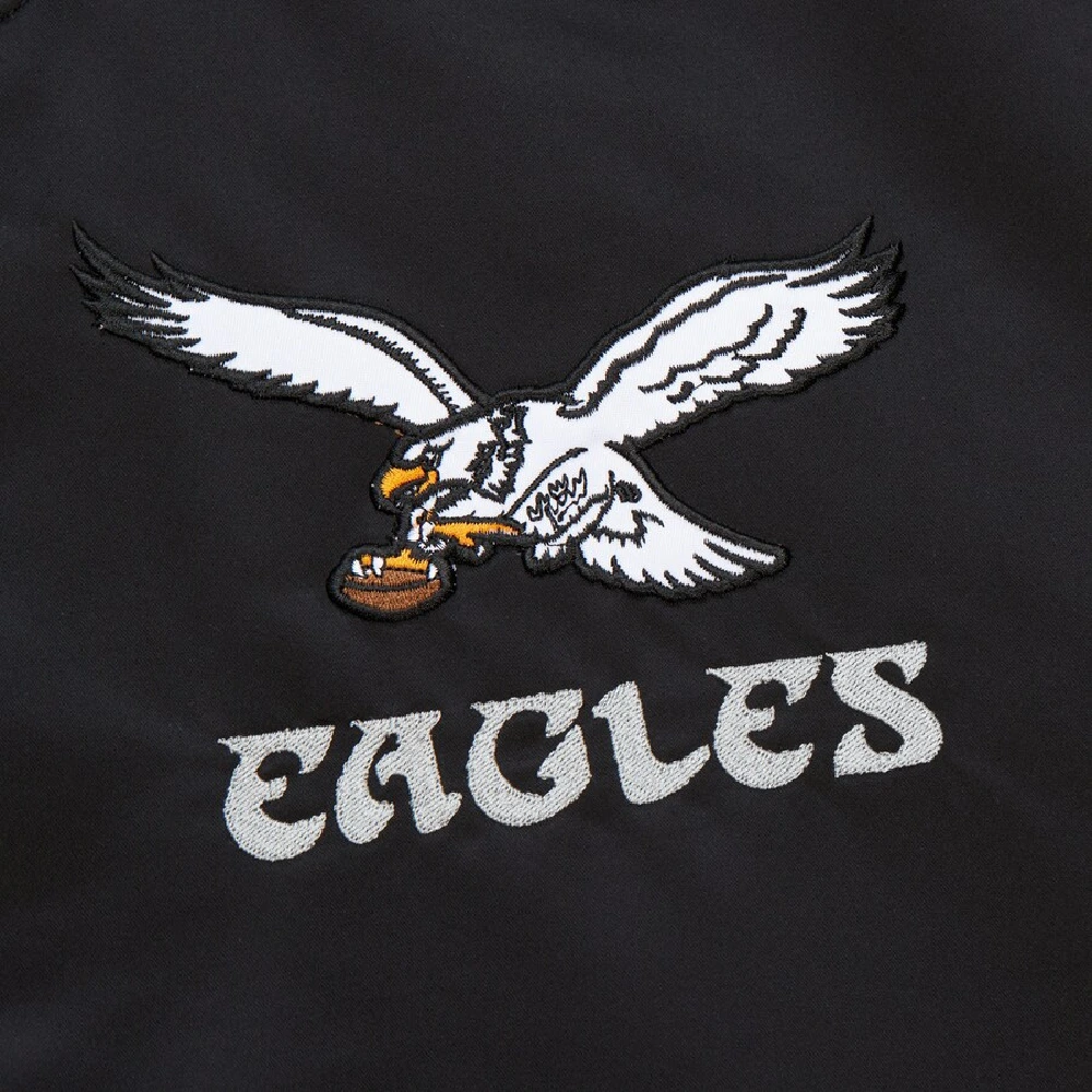 Philadelphia Eagles Primetime Vintage Black Satin Varsity Jacket - Image 3