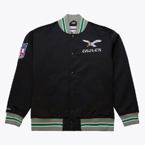 Philadelphia Eagles Primetime Vintage Black Satin Varsity Jacket