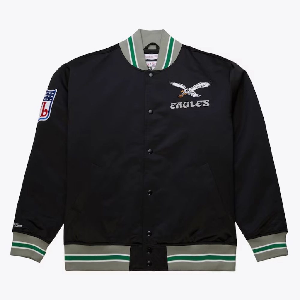 Philadelphia Eagles Primetime Vintage Black Satin Varsity Jacket