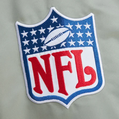 Philadelphia Eagles Primetime Vintage Green & Grey Satin Varsity Jacket - Image 4