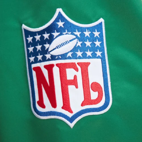 Philadelphia Eagles Primetime Vintage White & Green Satin Varsity Jacket - Image 4