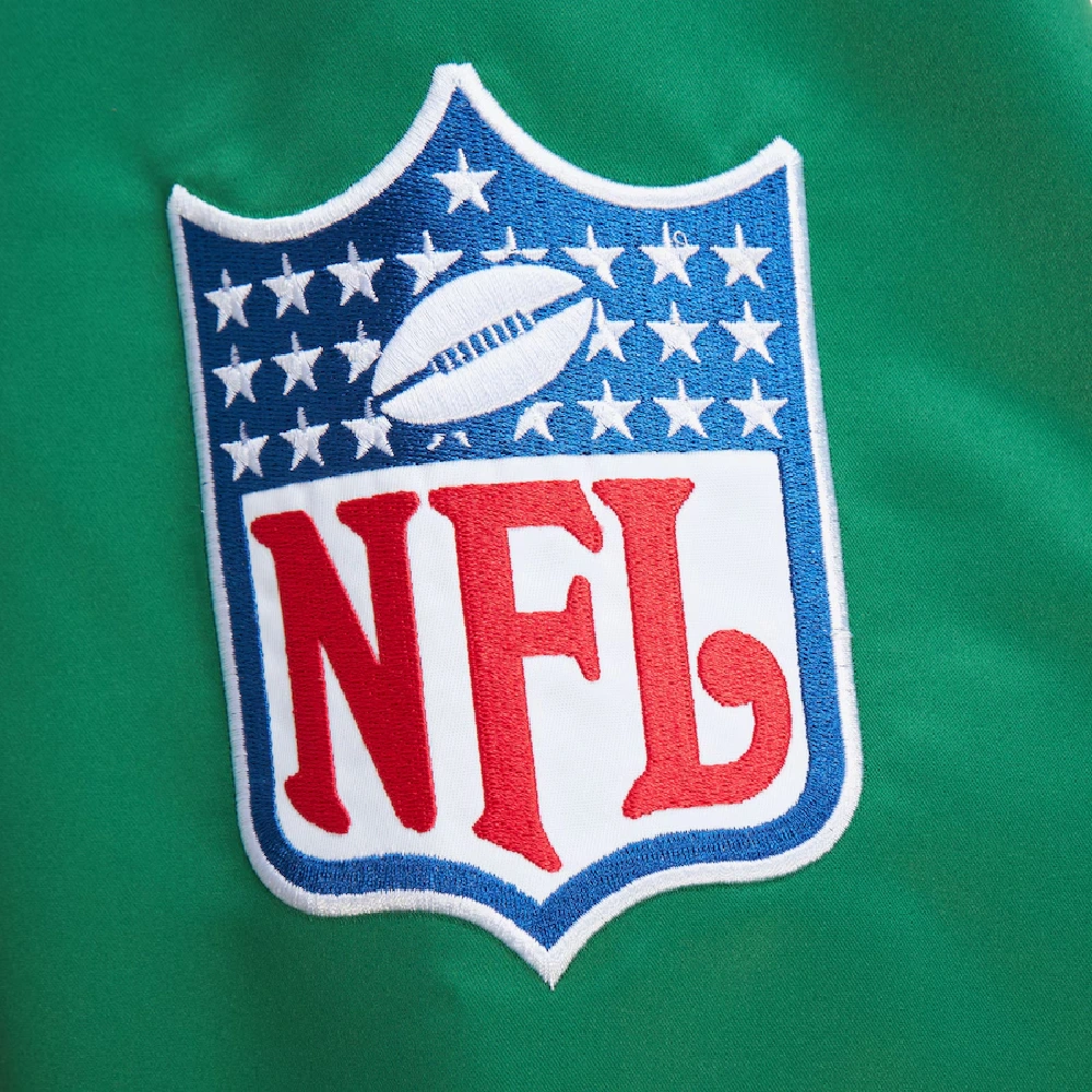 Philadelphia Eagles Primetime Vintage White & Green Satin Varsity Jacket - Image 4