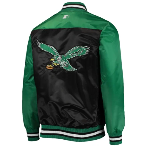 Alternative view of Philadelphia Eagles The Tradition II Green & Black Full-Snap Satin Varsity Jacket