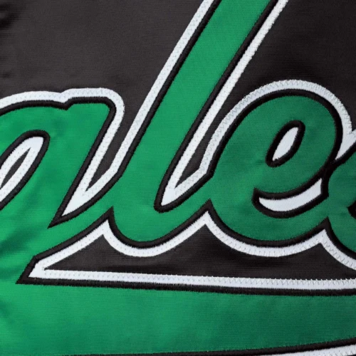 Philadelphia Eagles The Tradition II Green & Black Full-Snap Satin Varsity Jacket - Image 4