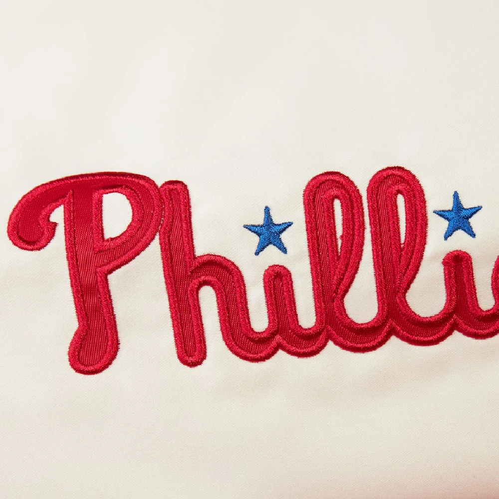 Philadelphia Phillies Primetime Vintage Red & Cream Satin Varsity Jacket - Image 5