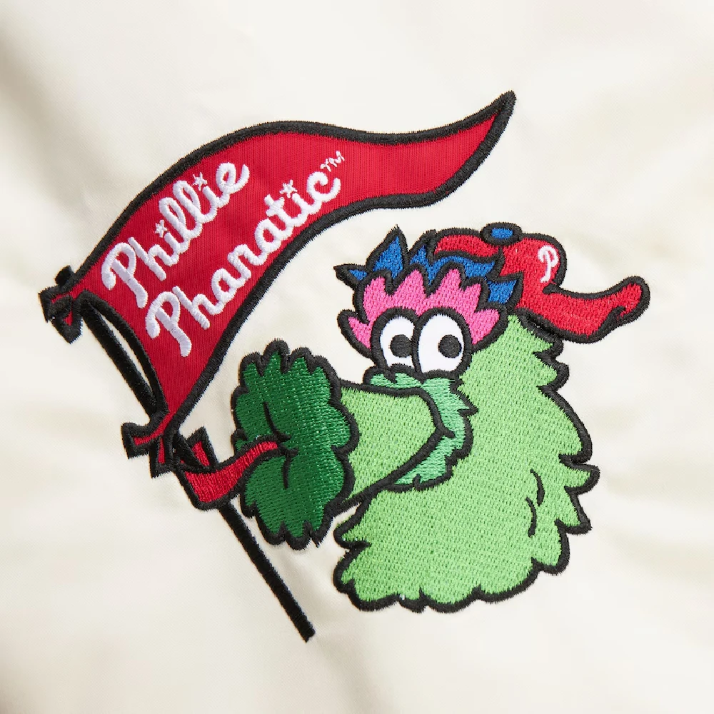 Philadelphia Phillies Primetime Vintage Red & Cream Satin Varsity Jacket - Image 4