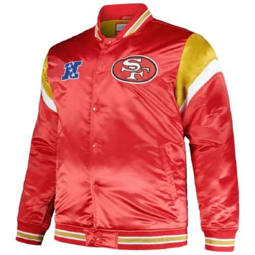 San Francisco 49ers Cooperstown Heavyweight Full-Snap Red Satin Varsity Jacket