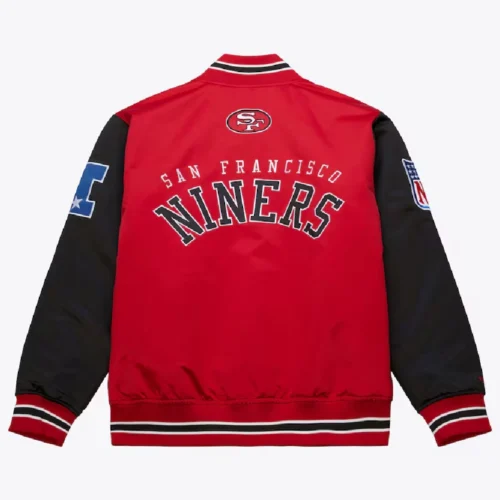 Alternative view of San Francisco 49ers Primetime Vintage Red & Black Satin Varsity Jacket