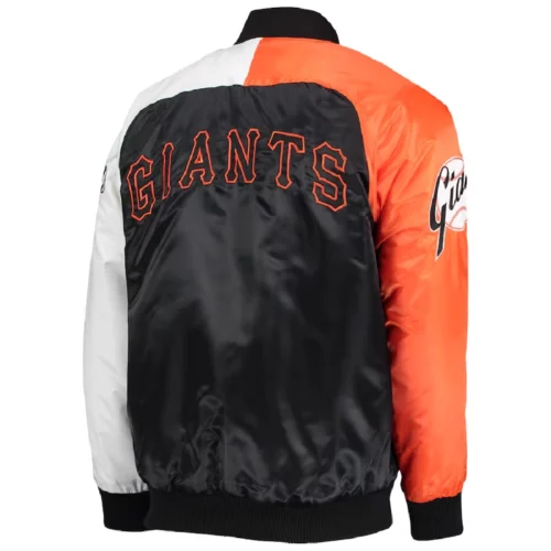 Alternative view of San Francisco Giants Tri-Color Black/White/Orange Satin Varsity Jacket