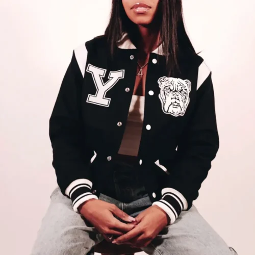 Yale Bulldogs University Navy Wool Bomber Varsity Jacket - Image 3
