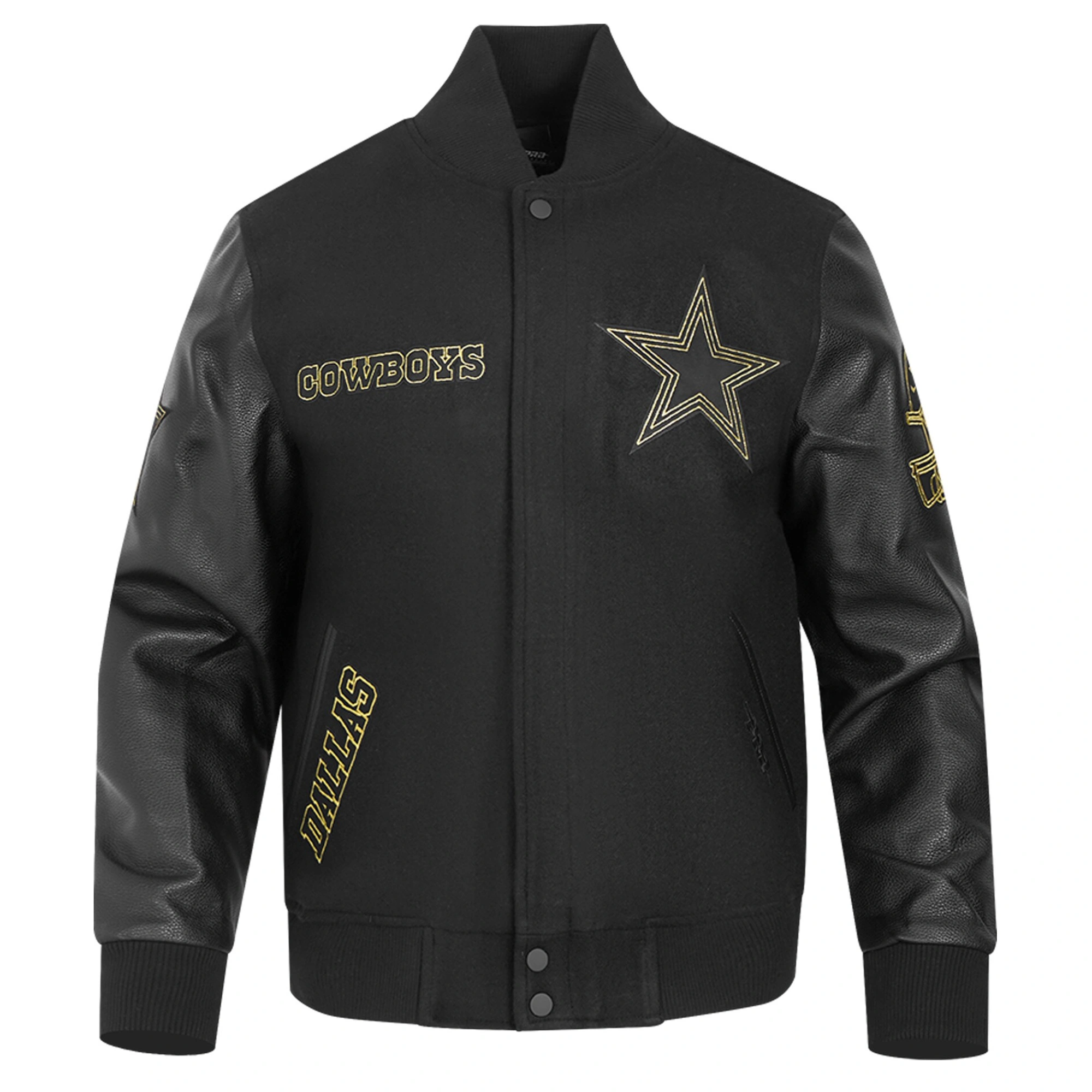 Dallas Cowboys Black & Gold Wool/Leather Black Varsity Jacket