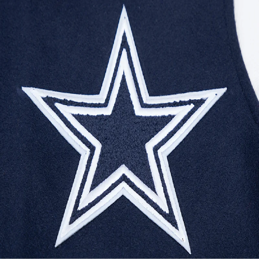 Dallas Cowboys Classic Navy & White Wool & Leather Varsity Jacket - Image 5